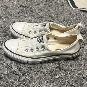 Converse White Canvas Slip-On Sneakers